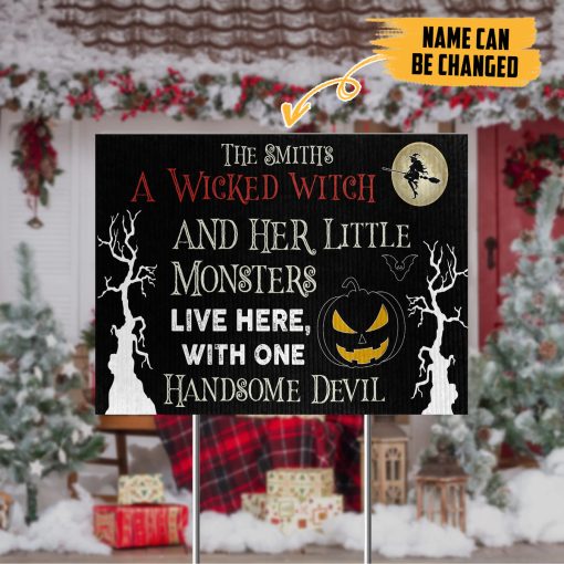 Gearhumans 3D Halloween Wicked Witch Monsters And Devil Custom Name Yard Sign - Image 3