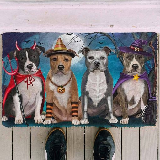 Gearhumans 3D American Staffordshire Dog Halloween Custom Doormat - Image 3