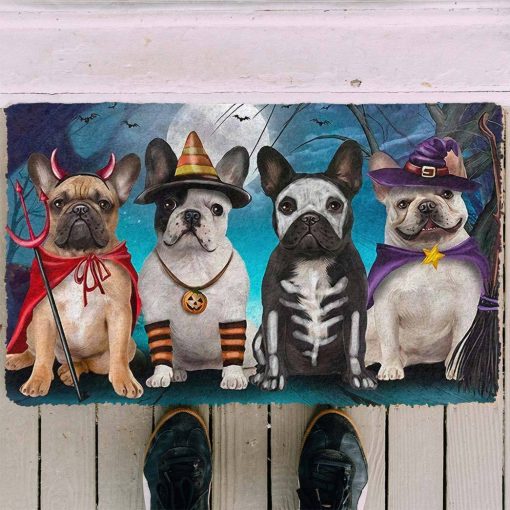 Gearhumans 3D French Bulldog Halloween Custom Doormat - Image 3
