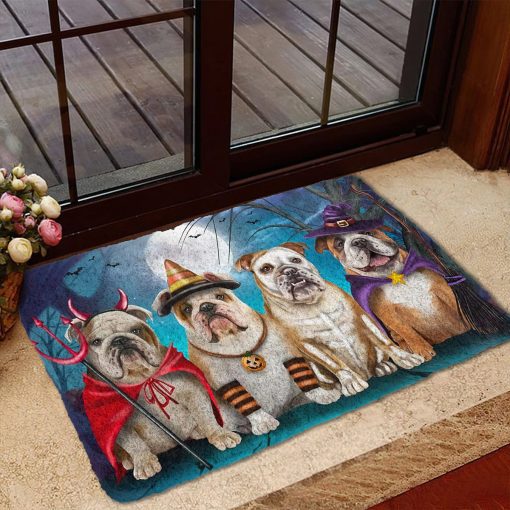 Gearhumans 3D English Bulldog Halloween Custom Doormat