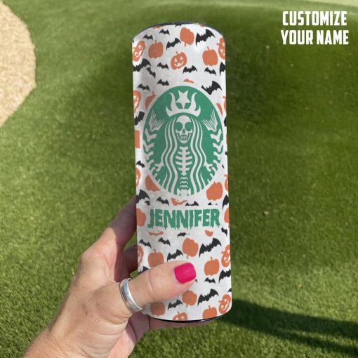 Gearhumans 3D Halloween Pumpkin SB Custom name Design Vacuum Insulated Tumbler