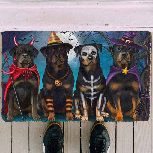 Gearhumans 3D Rottweiler Halloween Custom Doormat