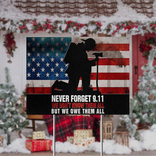 Gearhumans 3D Firefighter Patriot Day Never Forget Custom Yard Sign - Image 3