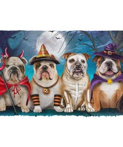 Gearhumans 3D English Bulldog Halloween Custom Doormat