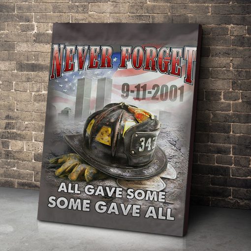 Gearhumans 3D Patriot Day Never Forget Firefighter Custom Canvas