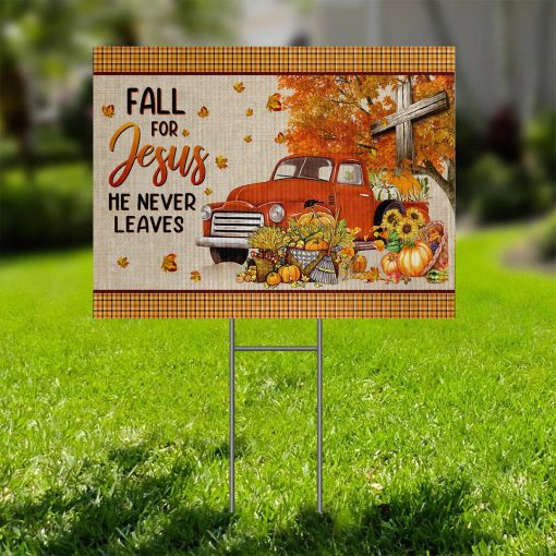 Gearhumans 3D Fall For Jesus He Never Leaves Halloween Custom Yard Sign
