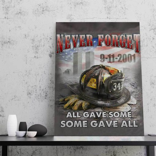 Gearhumans 3D Patriot Day Never Forget Firefighter Custom Canvas