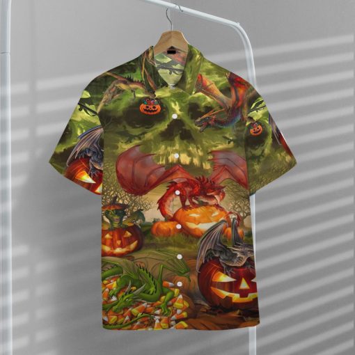 Gearhumans 3D Spooky Dragon Halloween Custom Hawaiian Shirt - Image 6
