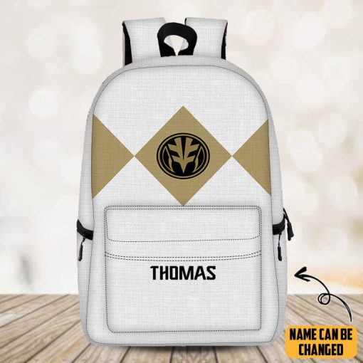 Gearhumans 3D White Ranger Custom Name Backpack - Image 4