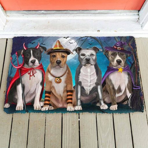 Gearhumans 3D American Staffordshire Dog Halloween Custom Doormat - Image 2