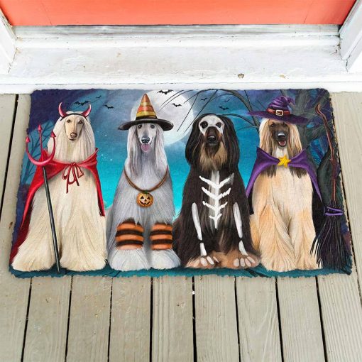 Gearhumans 3D Afghan Hounds Dog Halloween Custom Doormat - Image 2