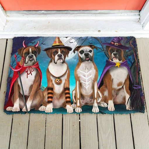 Gearhumans 3D Boxer Dog Halloween Custom Doormat - Image 2