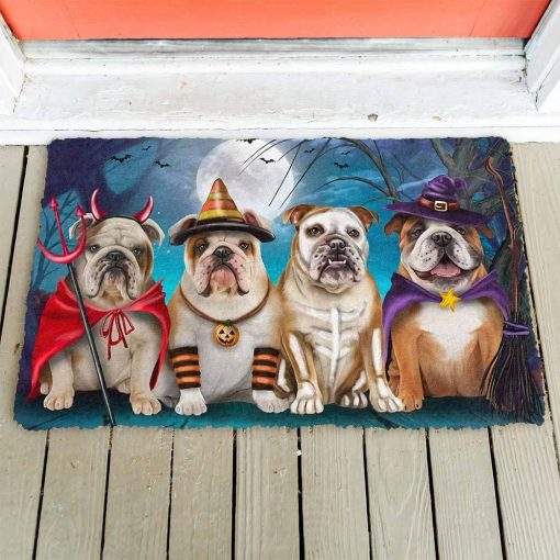 Gearhumans 3D English Bulldog Halloween Custom Doormat