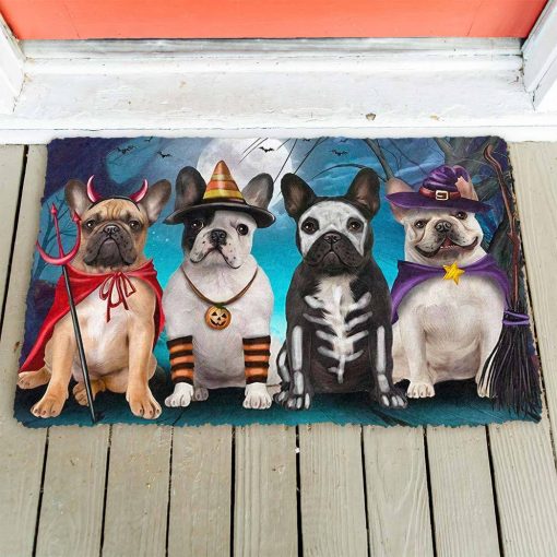 Gearhumans 3D French Bulldog Halloween Custom Doormat - Image 2