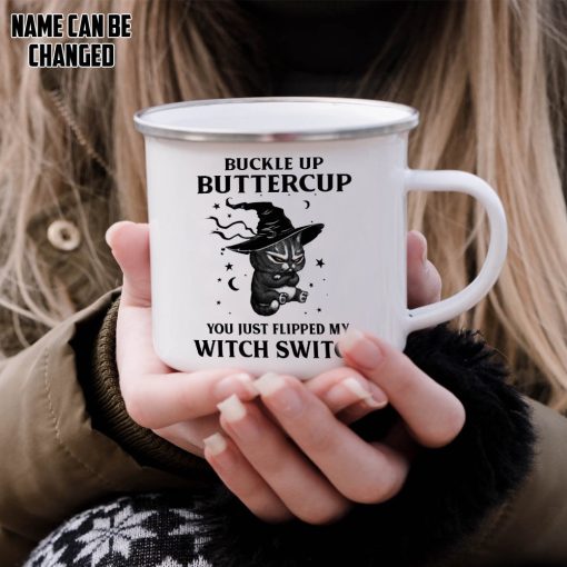 Gearhumans 3D Buckle Up Buttercup You Just Flipped My Witch Switch Custom Name Camping Mug - Image 5