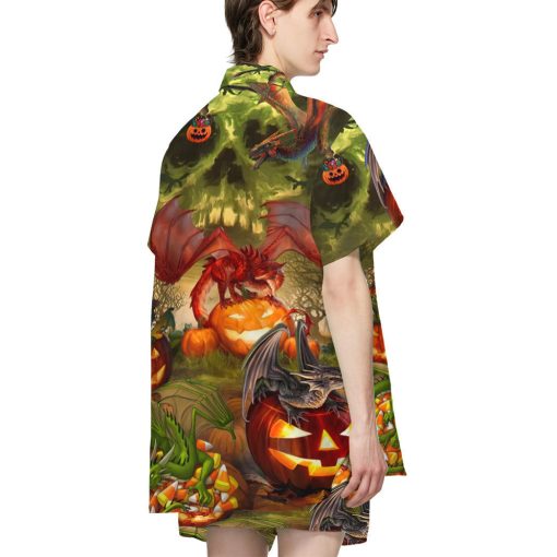 Gearhumans 3D Spooky Dragon Halloween Custom Hawaiian Shirt - Image 3