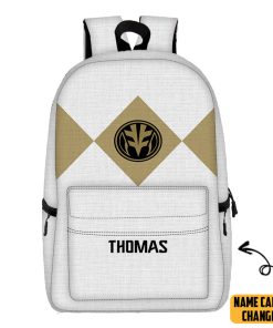 Gearhumans 3D White Ranger Custom Name Backpack