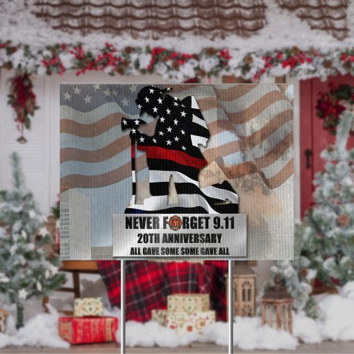 Gearhumans 3D Firefighter Patriot Day Never Forget Custom Yard Sign - Image 3