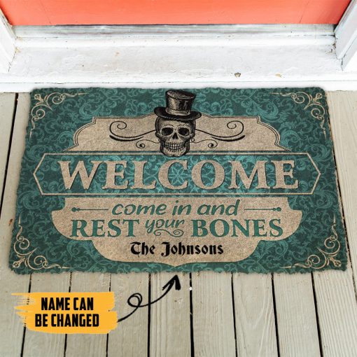 Gearhumans 3D Skeleton Welcome Come In Halloween Custom Name Doormat - Image 5