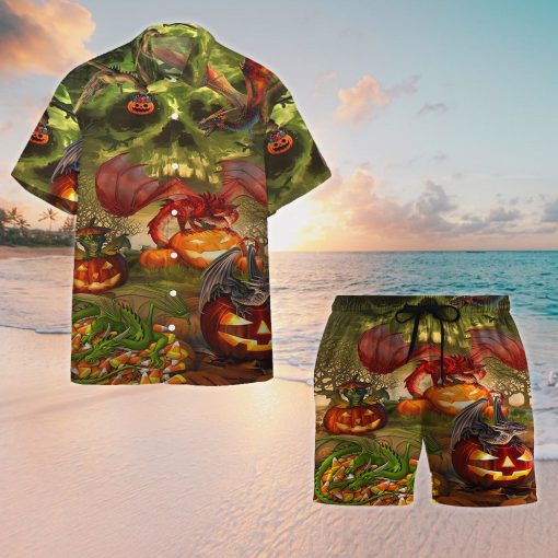 Gearhumans 3D Spooky Dragon Halloween Custom Hawaiian Shirt - Image 7