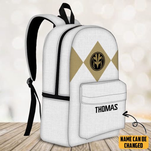 Gearhumans 3D White Ranger Custom Name Backpack - Image 5