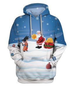 Dragon Ball Songoku On Christmas Custom T-shirt - Hoodies Apparel HD-MV110673 3D Custom Fleece Hoodies Hoodie S 