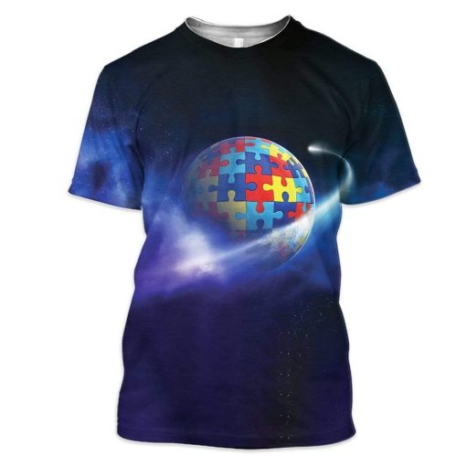Earth Autism Custom T-Shirts Hoodies Apparel HD-QM0301202 3D Custom Fleece Hoodies T-Shirt S