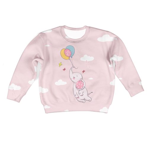 Elephant And Balloons Custom Hoodies T-shirt Apparel HD-PET110277K kid 3D apparel Kid Sweatshirt S/6-8