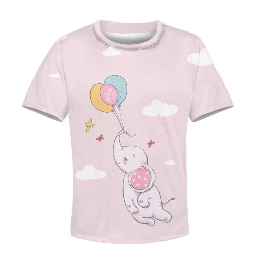 Elephant And Balloons Custom Hoodies T-shirt Apparel HD-PET110277K kid 3D apparel Kid T-Shirt XS