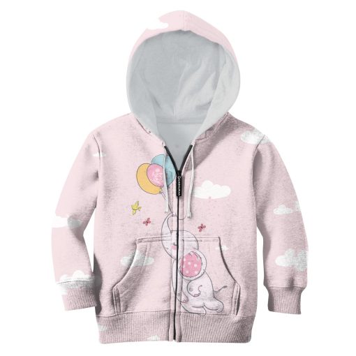 Elephant And Balloons Custom Hoodies T-shirt Apparel HD-PET110277K kid 3D apparel Kid Zip Hoodie S/6-8