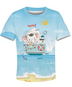 Elephant on the ship Kid Custom Hoodies T-shirt Apparel HD-PET110268K kid 3D apparel Kid T-Shirt XS 
