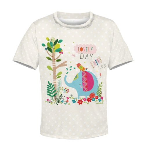 Elephant with a lovely day Kid Custom Hoodies T-shirt Apparel HD-PET110298K kid 3D apparel Kid T-Shirt XS