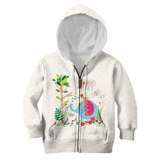 Elephant with a lovely day Kid Custom Hoodies T-shirt Apparel HD-PET110298K kid 3D apparel Kid Zip Hoodie S/6-8
