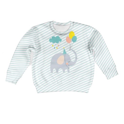Elephant with balloon Kid Custom Hoodies T-shirt Apparel HD-PET110262K kid 3D apparel Kid Sweatshirt S/6-8