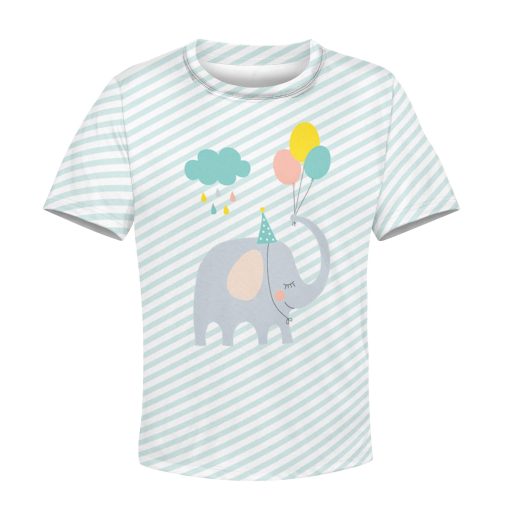 Elephant with balloon Kid Custom Hoodies T-shirt Apparel HD-PET110262K kid 3D apparel Kid T-Shirt XS