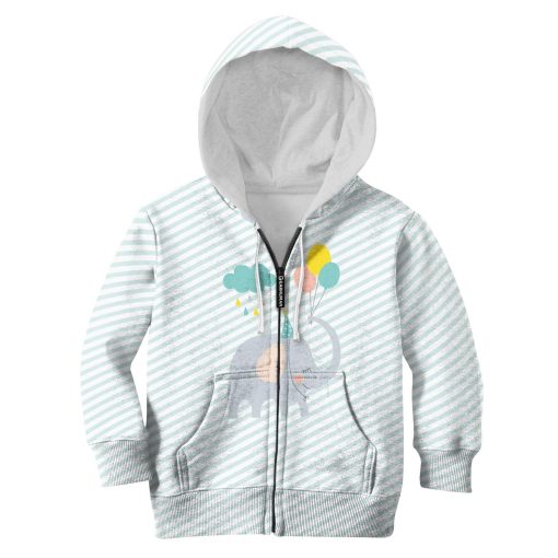 Elephant with balloon Kid Custom Hoodies T-shirt Apparel HD-PET110262K kid 3D apparel Kid Zip Hoodie S/6-8