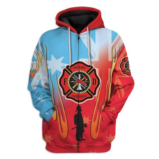 Fireman Custom Name T-Shirts Hoodies Apparel HD-QM0801204 3D Custom Fleece Hoodies Zip Hoodie S