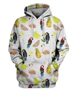 Flamingo with banana Custom T-shirt - Hoodies Apparel HD-PET110225 3D Custom Fleece Hoodies Hoodie S 