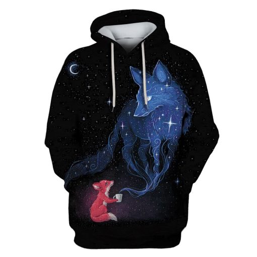 Fox in galaxy background Custom T-shirt - Hoodies Apparel HD-GH110461 3D Custom Fleece Hoodies Hoodie S