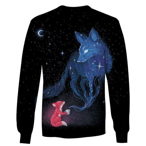 Fox in galaxy background Custom T-shirt - Hoodies Apparel HD-GH110461 3D Custom Fleece Hoodies Long Sleeve S