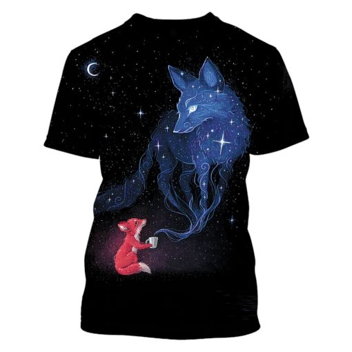 Fox in galaxy background Custom T-shirt - Hoodies Apparel HD-GH110461 3D Custom Fleece Hoodies T-Shirt S