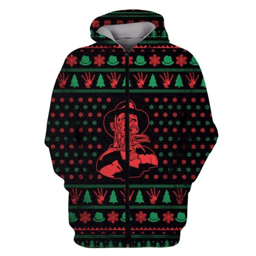 Freddy Krueger in Nightmare on Elm Street Custom T-shirt - Hoodies Apparel HD-MV110674 3D Custom Fleece Hoodies Zip Hoodie S