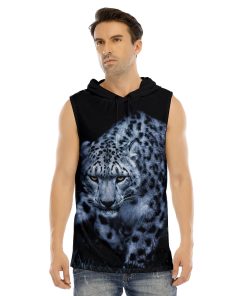 Gearhumans 3D Snow Leopard Custom Sleeveless Hooded Vest
