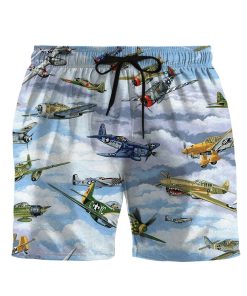 Gearhumans 3D Planes Warbirds WW2 Fighters Planes Custom Men Shorts
