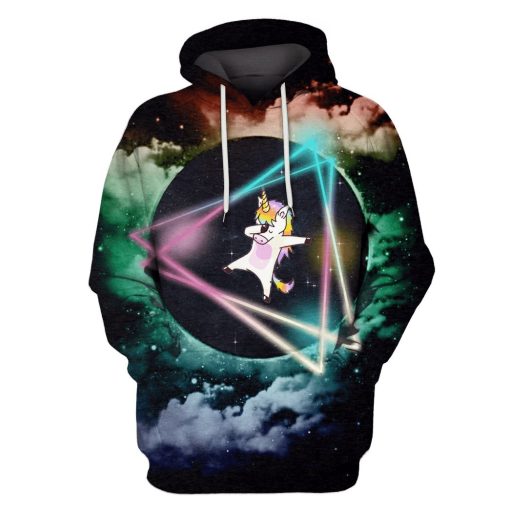 Funny Dabbing Unicorn OuterSpace Custom T-shirt - Hoodies Apparel UNI110141 3D Custom Fleece Hoodies Hoodie S