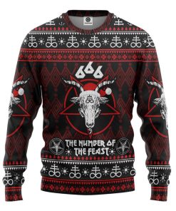 Gearhuman 3D 666 The Number Of The Feast Ugly Christmas Sweater Custom Sweatshirt Apparel GV091010 Sweatshirt Sweatshirt S 