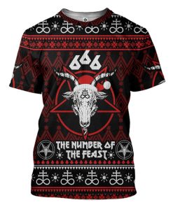 Gearhuman 3D 666 The Number Of The Feast Ugly Christmas Sweater Custom Tshirt Apparel GV091010 3D T-shirt T-Shirt S 