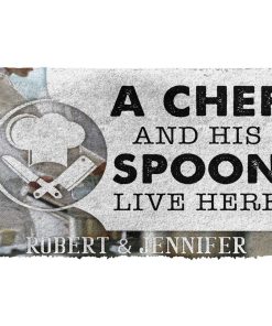 Gearhuman 3D A Chef And His Spoon Live Here Custom Name Doormat GB010315 Doormat Doormat S(15,8''x23,6'')