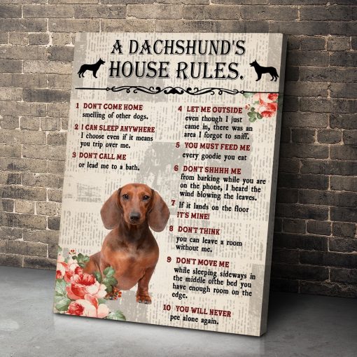 Gearhuman 3D A Dachshunds House Rules Canvas GK290121 Canvas