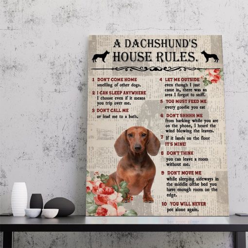 Gearhuman 3D A Dachshunds House Rules Canvas GK290121 Canvas